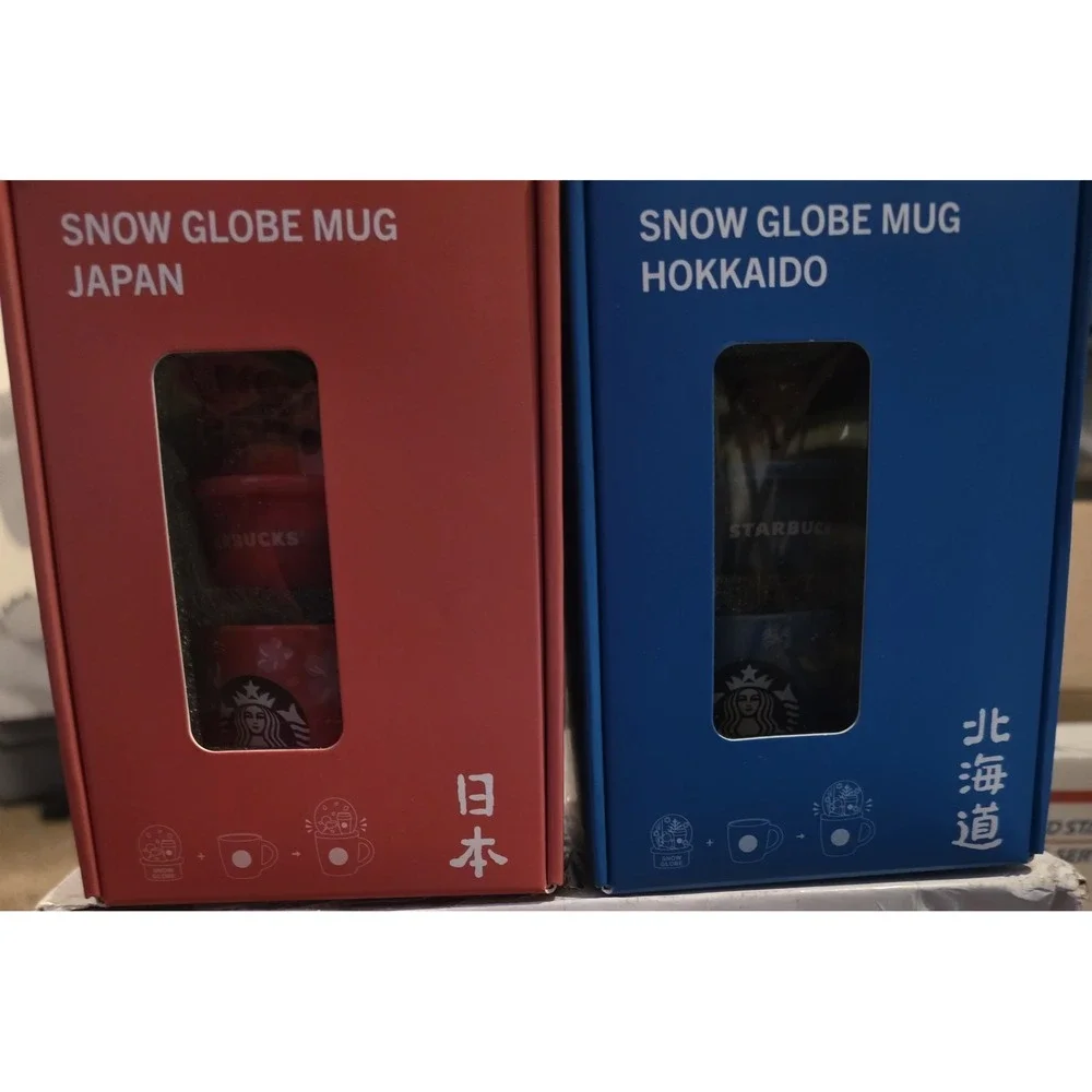 Starbucks Japan Snow Globe Mug Japan Sakura Cherry Blossom Red New in Box